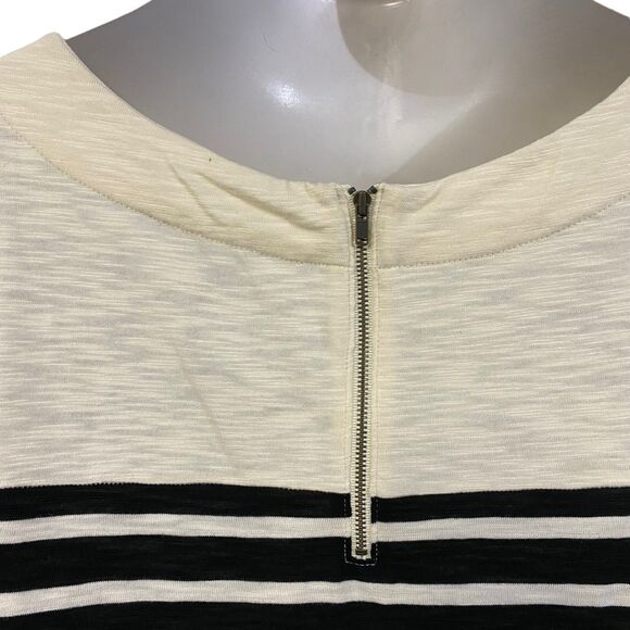 Merona Dress Womens Medium Stripe Belted Coastal Preppy Nautical Black Cream - Picture 11 of 15